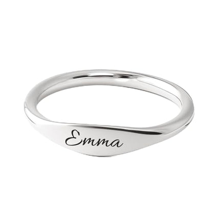 Custom Ring for Women 925 Sterling Silver Name Rings Personalized Initial Ring Engraved Stackable Letter Ring Christmas Birthday Gifts For Mom Grandma Sisters Girlfriend - color: Style 2-Silver