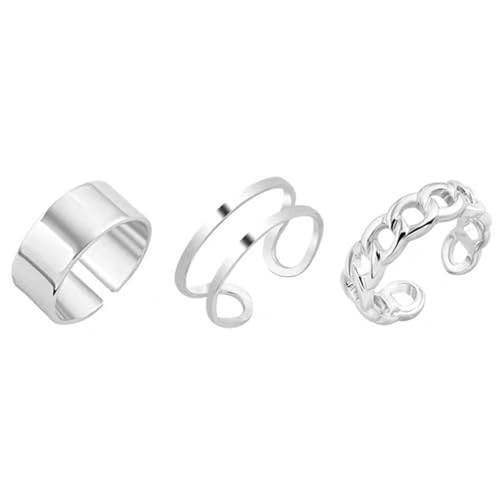 Handy and professional3 Pcs Vintage Ring Set Simple Open Toe Rings Adjustable Finger Ring Fashionable Jewelry Gifts For Women