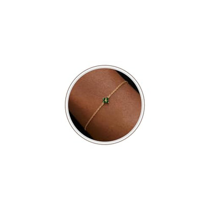 Freekiss Gold Stack Bracelets for Women | Dainty Thin Bracelet Set Trendy 14K Gold Plated Waterproof Bracelets for Women - style: 05 May Emerald - Lucky