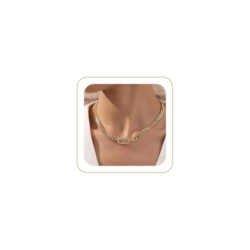 Gold Necklace for Women Chunky 14K Gold Plated Chain Necklace | Chunky Gold Necklace,Simple Paperclip Chain, Statement Choker Necklace,Non Tarnish,Trendy Jewelry,Gifts for Women - style: 6mm-cuban chain-gd