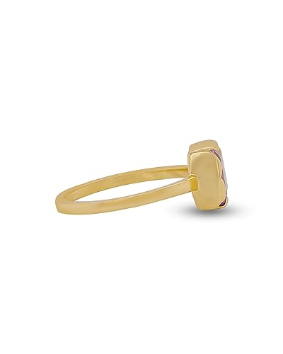 Gold Rings For Women 18k Gold Plated Dainty Non Tarnish Stackable Baguette Gemstone Band Jewelry Gift - color: AMETHYST