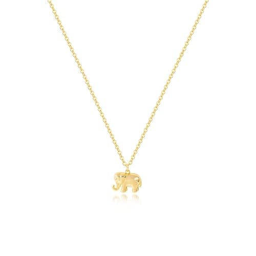 HANLI 14K Gold Plated Necklaces for Women - Dainty Butterfly, Star of David, Moon and Star, Sun, Lotus, Infinity, Hummingbird, Bee,Boots,Chill,Sunflower Pendant Designs - Elegant Jewelry for Women - color: Elephant-necklace