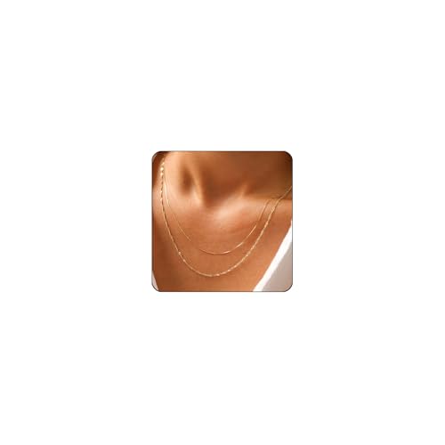 Elegance 11 designs Gold Plated Thin Chain Layered Necklaces For Women Non Tarnish,18k Gold Plated Stainless Steel Dainty Waterproof Gold Necklace Set Stack For Women Gifts Jewelry - color: Gold Necklace1901