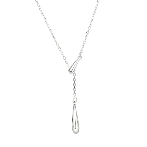 Choistily Gold Lariat Necklace for Women Dainty Long Necklaces Y-Shaped Layered Drop Necklaces Trendy Simple Statement Jewelry for Wedding, Prom, Summer Vacation Gifts - color: Silver