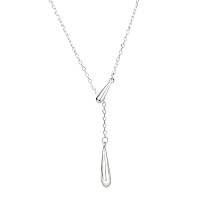 Choistily Gold Lariat Necklace for Women Dainty Long Necklaces Y-Shaped Layered Drop Necklaces Trendy Simple Statement Jewelry for Wedding, Prom, Summer Vacation Gifts - color: Silver