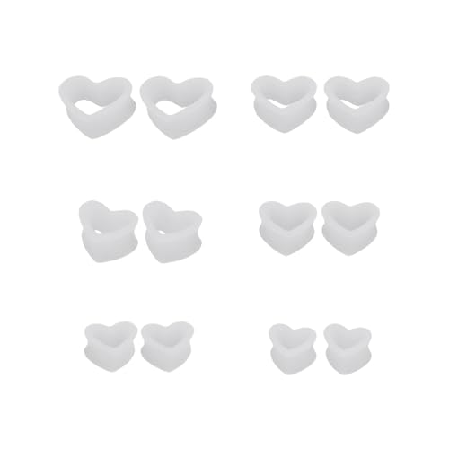 Heart Silicone Ear Tunnel Plugs Gauges Expanders Hollow Flexible Soft Tunnels Kit Stretcher Earrings Fashion Lobe Piercing Body Jewelry for Women Her 6 Pairs Set - color: Clear, size: 14mm-25mm