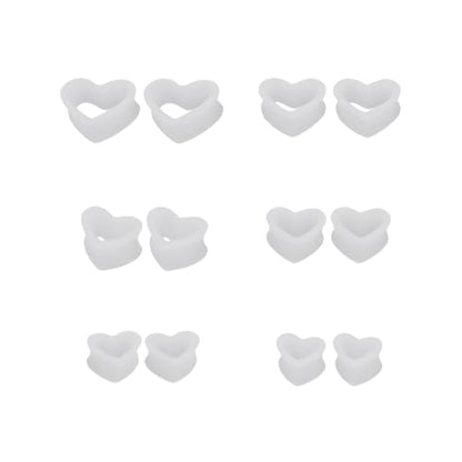 Heart Silicone Ear Tunnel Plugs Gauges Expanders Hollow Flexible Soft Tunnels Kit Stretcher Earrings Fashion Lobe Piercing Body Jewelry for Women Her 6 Pairs Set - color: Clear, size: 14mm-25mm