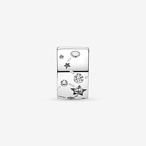 925 Sterling Silver Charms for Bracelets Necklaces Dangle Pendant With 5A Cubic Zirconias Bead Charm for Women DIY Jewelry - style: Star fixing clip