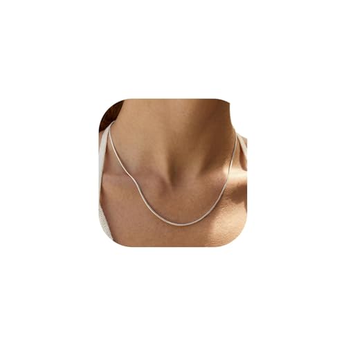 KeyStyle Round Snake Chain Necklace for Women, Hypoallergenic Jewelry Gift | 14K Gold Plated/Rose Gold/Silver/Black Stainless Steel Chain, 1/1.2/1.5/2mm, 14/16/18/20/22/24/26/28/30"+ 2" Extension - color: 1.2mm Sliver, size: 22 Inch