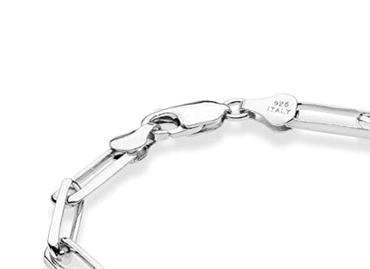 Miabella Italian 925 Sterling Silver 5mm Paperclip Bracelet for Women Men | Fine Jewelry, Solid Link Chain, Made in Italy - color: sterling silver, size: Length 7 Inches