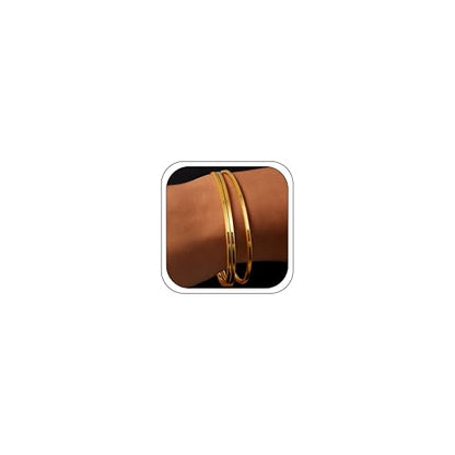 Awinesn 18K Gold Plated Bangles for Women Stainless Steel Glossy Stackable Thin Round Bracelets Solid Plain Polished Bangles Bracelets Set of 3 Jewelry for Women - size: 8.5 inches, style: classic-3-G