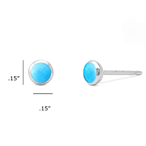 Boma Jewelry Sterling Silver Mini Circle Stud Earrings - color: Turquoise