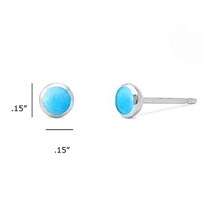 Boma Jewelry Sterling Silver Mini Circle Stud Earrings - color: Turquoise