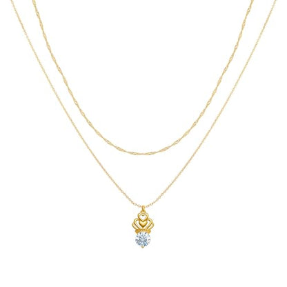 Layered Necklaces for Women - 14K Dainty Gold Plated Layering Chokers Necklaces Set Multilayer Delicate Necklace Trendy Adjustable Long Layered Necklaces for Women - style: 44 Heart Crown Neckalce