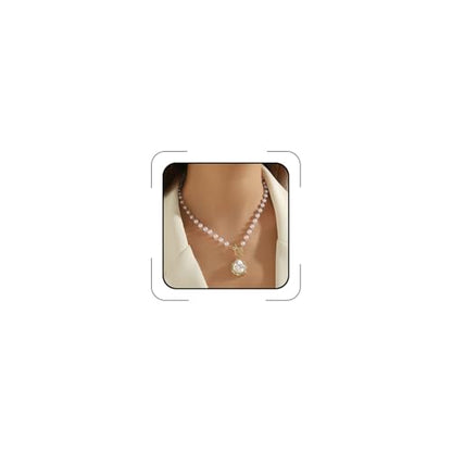 Chunky Pearl Necklaces for Women Chunky Baroque Pearl Beaded Gold Chain Link Pearls Pendant Necklace White Pearls Necklace Valentine's Day Jewelry Gifts Party Prom Birthday Outfits Accessorie - style: Pearl Necklace, Pearl Pendant