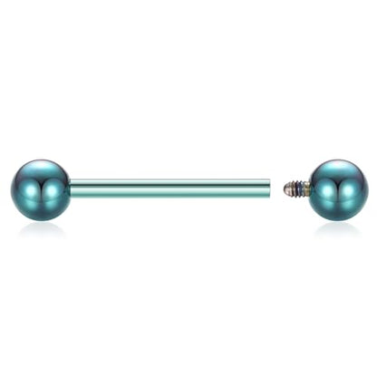 PEAKLINK Internally Threaded Nipple Rings Titanium Nipple Bars Piercing Jewelry 1 Pair Tongue Rings Eyebrow Jewelry Bridge Piercings - color: Green Nipple Straight Barbell