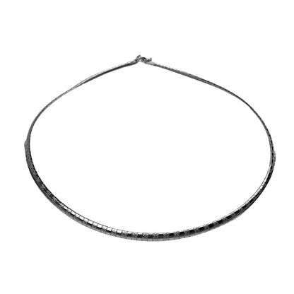 JAJAFOOK 4/6/8 MM Width Snake Bone Chain Stainless Steel Slash Wavy Flat Omega Collar Necklace - color: 4mm Silver