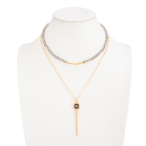 Gold Layered Necklace for Women Chunky Stacked Chain Link Paperclip Evil Eye Necklace Trendy Punk Jewelry - color: X-Grey