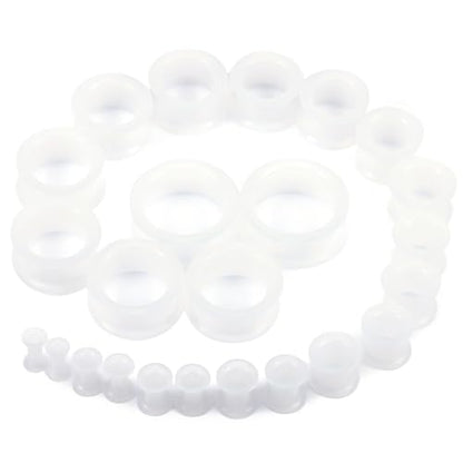 10G-25mm Thin & Thick Silicone Ear Gauges Tunnels Stretching Kit Double Flared Rubber Gauges Tunnels Plugs Flexible Soft Tunnels Earrings Gauge Kit for Women Men - color: Thick Clear 6G-25mm