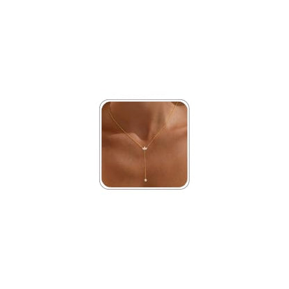 Long Necklaces for Women, Cute 14K Gold Plated CZ Drop Necklace | Dainty Gold Necklace, Simple CZ Teardrop Clover Y Shaped Lariat Necklace,Statement Non Tarnish Necklace, Trendy Gold Jewelry - color: Gold-Leaf Drop