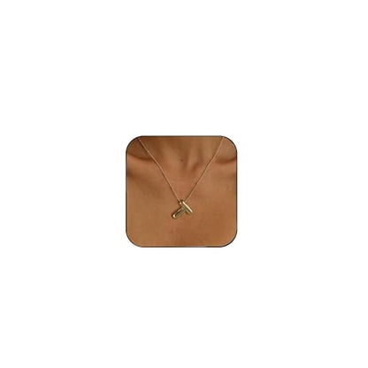 Ewrkbrㅤ Initial Necklaces for Women, 14k Gold Plated Bubble Letter Necklace Chunky Gold Necklace Dainty Charm Initial Necklaces for Women Trendy Custom Preppy Stocking Stuff Necklace Christmas Gifts - color: Gold, style: T