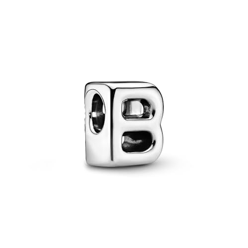 Pandora Alphabet Charm - Compatible Moments - Gift for Her - Made with Sterling Silver - with Gift Box - style: Letter B