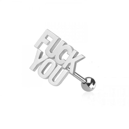 Pierced Owl 14GA 316L Stainless Steel Naughty Words Tongue Barbell - style: F You