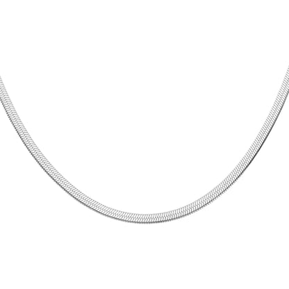 HARFINGTON Herringbone Necklaces Stainless Steel Snake Chain Necklace Adjustable Flat Chain for Jewelry Gift - color: Silver, size: 18" x 0.2"