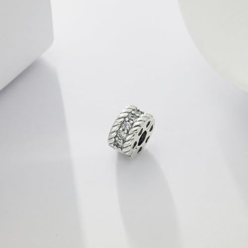 KEQ Clip Spacer Charm for Bracelet 925 Silver Pave Cubic Zirconia Clip Lock Stopper Bead Spacer For Women Bracelets Stopper Birthday Gifts European Openable Beads 2pcs - color: Love Twists