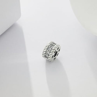 KEQ Clip Spacer Charm for Bracelet 925 Silver Pave Cubic Zirconia Clip Lock Stopper Bead Spacer For Women Bracelets Stopper Birthday Gifts European Openable Beads 2pcs - color: Love Twists