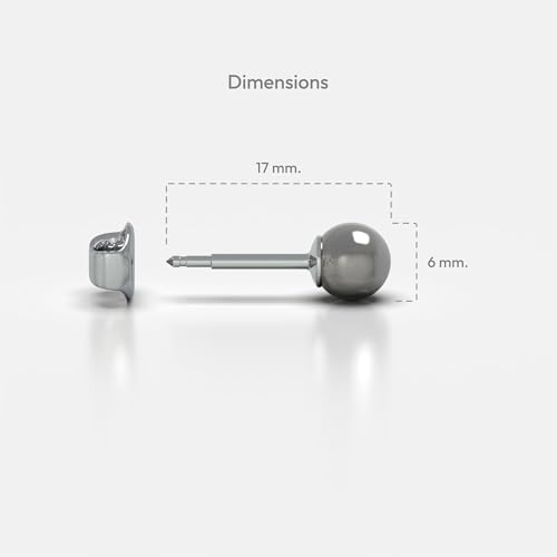 316L Surgical Stainless Steel 6mm Ball Stud Earrings for Women & Men – Hypoallergenic Nickel Free Earrings for Sensitive Ears, 1 Pair - color: Grey Pearl