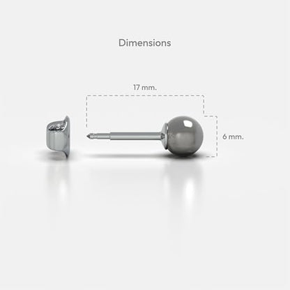 316L Surgical Stainless Steel 6mm Ball Stud Earrings for Women & Men – Hypoallergenic Nickel Free Earrings for Sensitive Ears, 1 Pair - color: Grey Pearl