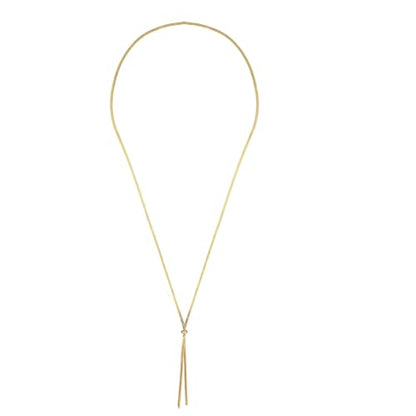 Long Necklaces for Women Dainty Y-Shaped- Slip Tie Thin Layered Chest Chain | Gold Choker Necklace for Women with Adjustable Slider Ball Drop Statement Necklace Simple