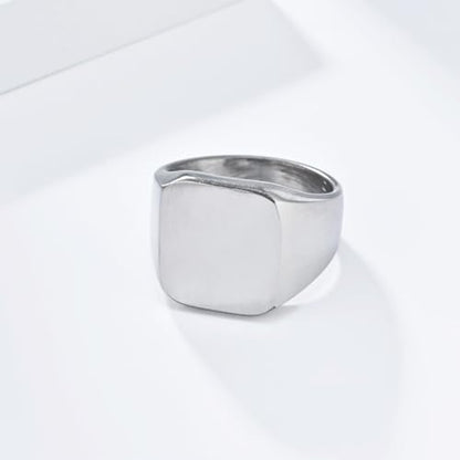 Nanafast Men's Brushed Rings Stainless Steel Square Signet Rings for Men, Chunky Signet Statement Rings, Father's Day Gift for Father Husband