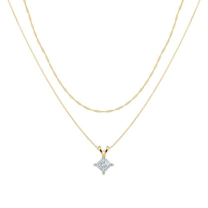 Layered Necklaces for Women - 14K Dainty Gold Plated Layering Chokers Necklaces Set Multilayer Delicate Necklace Trendy Adjustable Long Layered Necklaces for Women - style: 43 Rhombus Neckalce