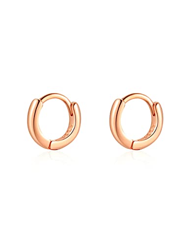 Mini Tiny Huggie Hoop Earrings Top Upper Ear Cartilage Forward Helix Cuff Plain Simple 925 Sterling Silver Gold 9mm 8mm 7mm 6mm 5mm Hoop Earrings - color: Rose Gold-6mm