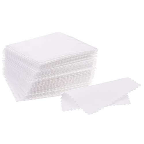 CATIFLIN 100pcs Jewelry Cleaning Cloth, Silver Polishing Cloth Individually Wrapped, Small Jewelry Polishing Cloth for Sterling Silver, Gold, Platinum and More (White, 3.15" x 3.15") - color: White
