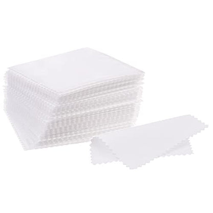 CATIFLIN 100pcs Jewelry Cleaning Cloth, Silver Polishing Cloth Individually Wrapped, Small Jewelry Polishing Cloth for Sterling Silver, Gold, Platinum and More (White, 3.15" x 3.15") - color: White