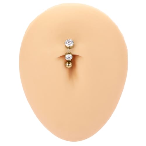 PEAKLINK G23 Titanium Belly Button Ring 14G Belly Piercing Jewelry Belly Barbell Navel Ring Navel Barbell Stud 8mm 10mm 12mm - color: Style1:Gold with Clear CZ