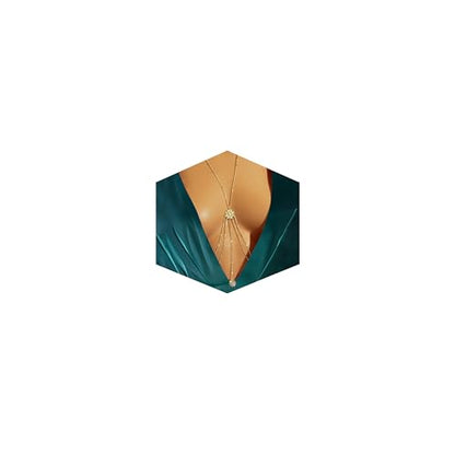 Gold Plated Body Chain for Women, Layered Bikini Waist Chain | Sexy Rhinestone Body Jewelry, Chest Belly Chain, Adjustable Fit, Crossover Design, Summer Beach Parties and Vacations - color: Gold11