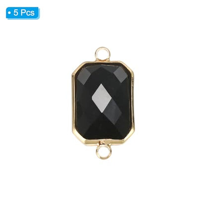 PATIKIL Birthstone Connector Link, Diamond Clear Charm Links, Glass Jewelry Findings Crystal Bead Link for Drop Dangle Pendants Necklace Bracelet Earring - color: Black