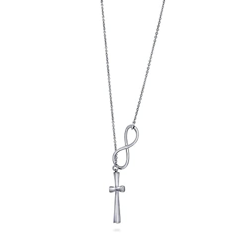 BERRICLE Sterling Silver Lariat Necklace for Women - Celestial Charm, Infinity Cross, Melody Note, Teardrop Styles - style: Infinity Cross