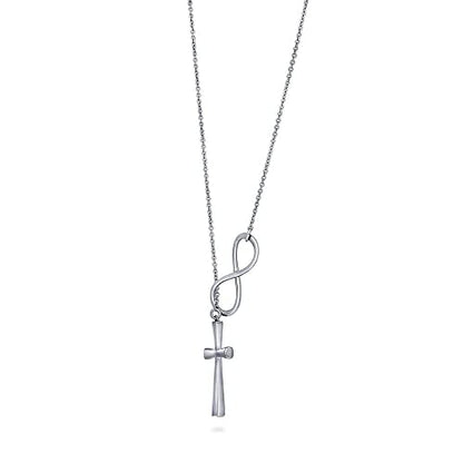 BERRICLE Sterling Silver Lariat Necklace for Women - Celestial Charm, Infinity Cross, Melody Note, Teardrop Styles - style: Infinity Cross