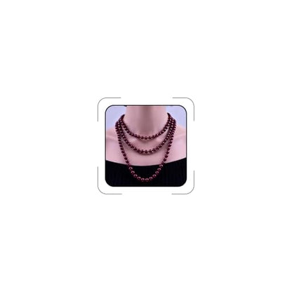 Pearl Necklaces for Women 60'' 70" Long Pearl Necklace 15.75'' Pearl Choker Necklace Chunky Bead Layered Faux Pearl Dangle Wedding Bridal 1920s Gatsby Christmas Costume Jewelry Gifts - color: Wine Red-60''