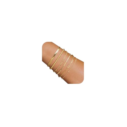 QWALIT Toe Rings for Women Gold Toe Ring Gold Ankets for Women Silver Toe Ring Stainless Steel Waterproof Trendy Anklet no Tarnish - color: A1 -Bracelets 6pcs -gold
