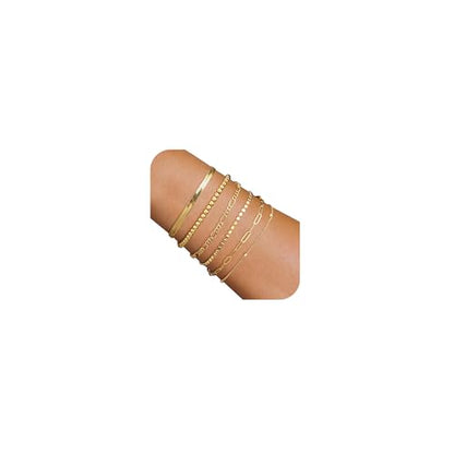 QWALIT Toe Rings for Women Gold Toe Ring Gold Ankets for Women Silver Toe Ring Stainless Steel Waterproof Trendy Anklet no Tarnish - color: A1 -Bracelets 6pcs -gold