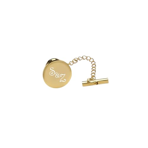 Personalized Gold Circle Tie Pin Engraved Free - Custom Men's Accessory - Gift For Him - Tie Tack Monogram, Free Engraving - Ships from USA