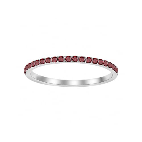 Birthstone Rings For Women, Silver Stackable Cubic Zirconia Stainless Steel Birth Stone Ring To My Daughter/Mom Birthday Unique Gifts Jewelry - color: 01-Silver-January