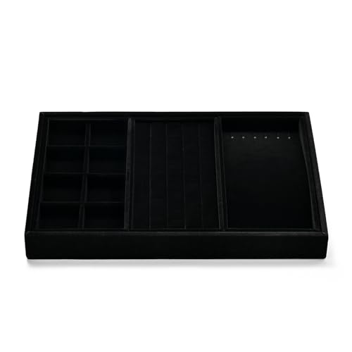 Velvet 4 in 1 Stackable Jewelry Organizer Trays for Rings Necklace Earrings Display - size: 4 in 1