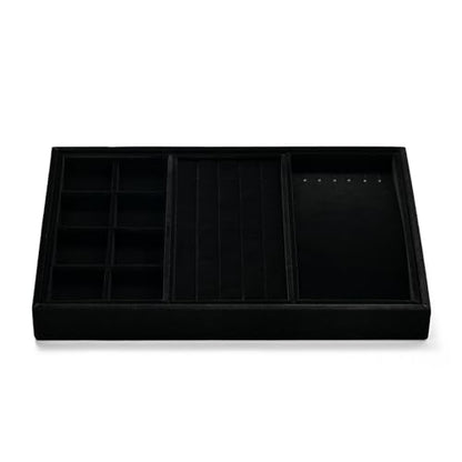 Velvet 4 in 1 Stackable Jewelry Organizer Trays for Rings Necklace Earrings Display - size: 4 in 1